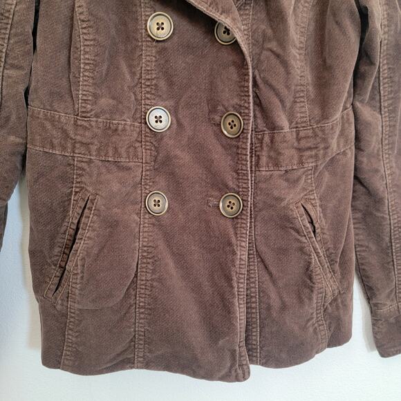 Mossimo Utility Brown Jacket Small Brush Corduroy Y2K Double Breasted Chore Coat - Picture 5 of 15